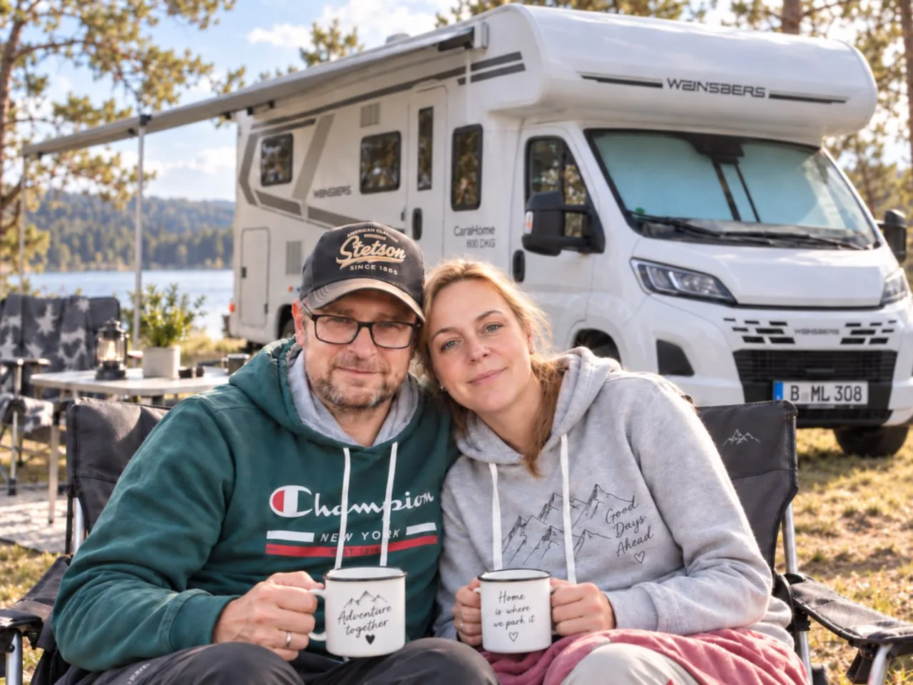 Wir vor unserem WEINSBERG CaraHome am See